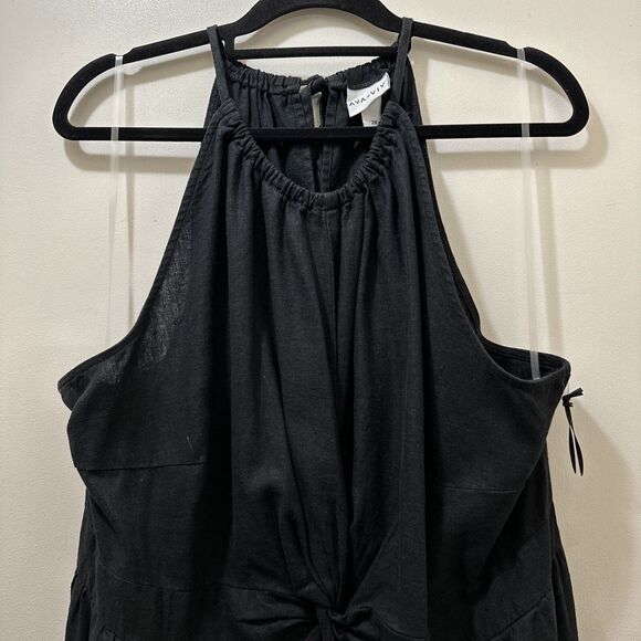 Ava & Viv Womens Midi Sheath Dress Size 2X Black Linen Sleeveless Classic LBD - Picture 7 of 14